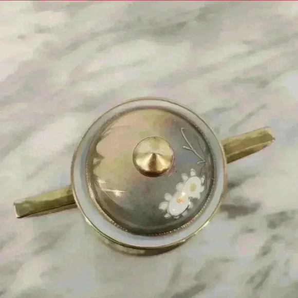 Vintage 1950s Hand-Painted Japanese Porcelain Gold Gilt Lidded Sugar Bowl - Picture 3 of 7